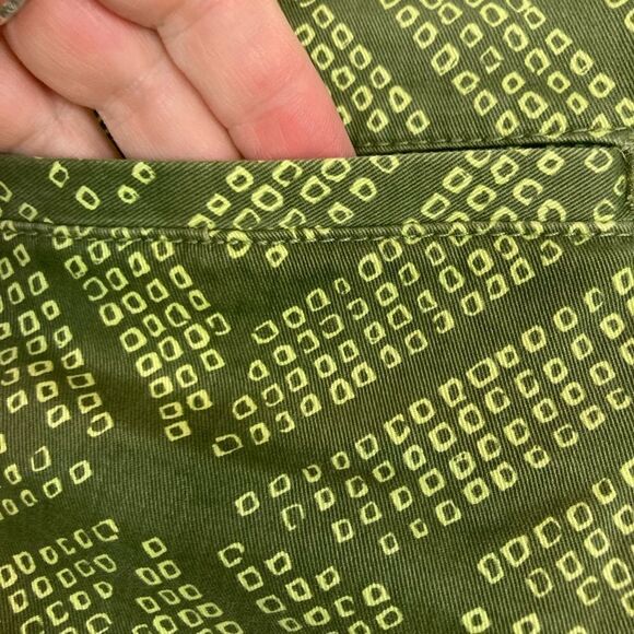 Gap geometric skinny khakis, cool print army green w/ deep yellow& white - Picture 5 of 10